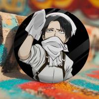 Broche De Anime Levi Ackerman Attack on Titan Badge Redondo Laser Accesorios Para Ropa Y Mochilas Material Metálico Estilo Moderno - details 7