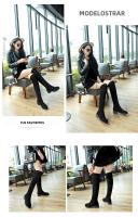 Botas Largas De Cuero Genuino Para Mujer Con Tacón Alto Y Cierre De Encaje Botines De Noche Invierno Cálidos De Rodilla Para Fiesta - details 3