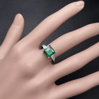 Anillo De Emeralda Sintética Creada Joyería De Zambesi Piedra Preciosa Para Mujer Plata 925 Color Regalo De Fiesta Boda - details 7