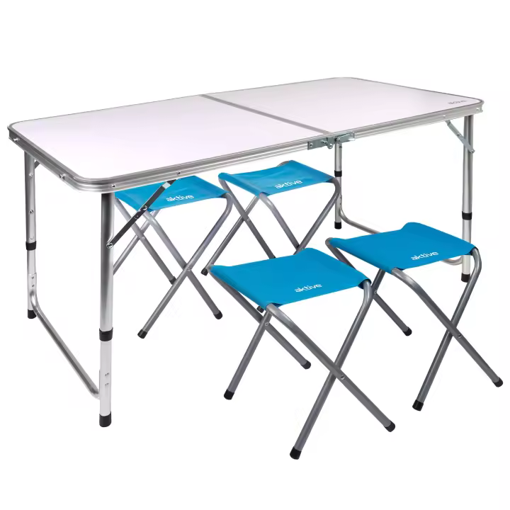 Mesa plegable regulable en altura con 4 taburetes Aktive - 1