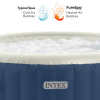 INTEX - Spa hinchable circular Blue One, Ø180x66 cm, 2-4 personas, 100 burbujas, 20º-40º, 677 litros, lona hinchable, cobertor aislamiento, unidad de control, 2 filtros cartucho S1, manguera inflado, dispensador cloro flotante - details 7
