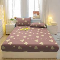 Sábana Ajustable De Corazón Estampado Y Mate Simple Moderna Para Cama 100% Poliéster 200 TC Tatting Sin Almohadillas En La Cama - details 3