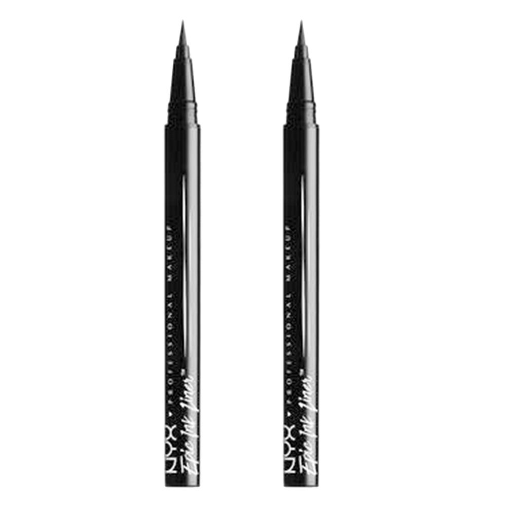 NYX Professional MakeUp | Duplo Eyeliner Waterproof Epic Ink Liner: Tono Black Crea delineados duraderos y audaces con este eyeliner waterproof, imprescindible para resaltar tus ojos en tu look de belleza.