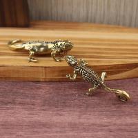 1PC Decoración De Hogar En Bronce De Geckó Figura Pequeña De Animal Ensamblaje De Cerámica Y Enamel Accesorios De Decoración Para Escritorio Y Té - details 2