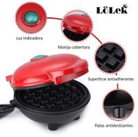 Lolek Gofrera Mini Color Rojo 350W, placas antiadherentes LoLek - details 0