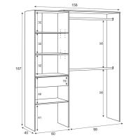 Duérmete Online Vestidor con 1 cajón Hera – Roble y Blanco - Barandilla metálica - Melamina Alta Calidad - details 0