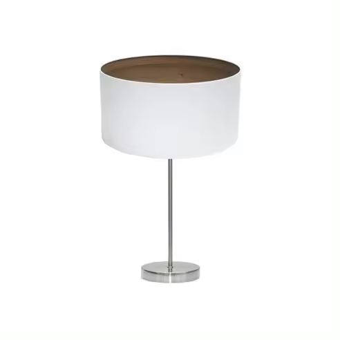 FABRILAMP Lámpara de Mesa Tatiana 1xe27 Niquel/blanco-madera Oscura 63x30x30 Cm - Diseño Elegante - 1