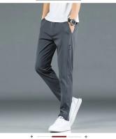 Pantalones Casuales Para Hombre De Seda Helada 2025 Verano Nuevos Negro Gris Delgados Negocios Casual Pantalones Rectos Elásticos Transpirables Para Exteriores - details 7