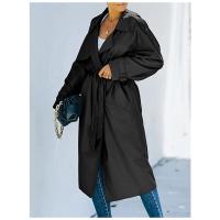 Abrigo De Trench Largo Para Mujer Con Doble Botón Y Cinturón Estilo Clásico Manga Larga Impermeable Con Bolsillos Cierre Único - details 7