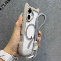 Funda De Teléfono Para iPhone Con Orejas De Gato Transparente Y Magnéticas De Acrílico Con Correa Para Muñeca Compatible Con Modelos 12 13 14 15 16 17 - details 5