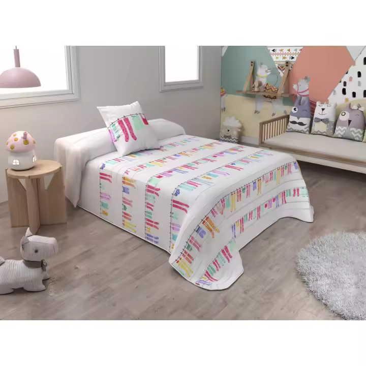 HIPERMANTA. Colcha bouti PRIMAVERA-VERANO modelo ROPITA + CUADRANTE DECORATIVO 50x50 cm. Disponible para cama de 90 cm y 105 cm. Modelo infantil. - 1