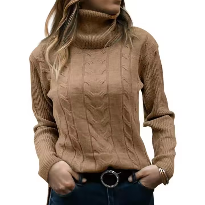 Suéter de Dot Con Cuello de Tortuga para Mujer, Sueter Elega, manga Largo, Cómode Patrón de Corte elástico, de Ochos Jersey, Sueter informal de Lana de , Jersey de Cuello Redondo - 1