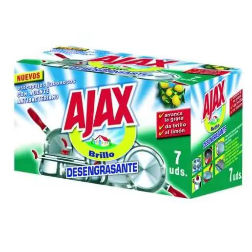 AJAX Estropajo Jabonoso Multiusos, Limpieza Eficaz con Paquete de 3 x 7 Unidades - 1