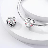 Beadas De Corazón Colorido En Plata Para Joyería De Pulsera Y Collar Con Encanto Para Chicos Y Chicas Accesorios De Moda Irregular - details 123