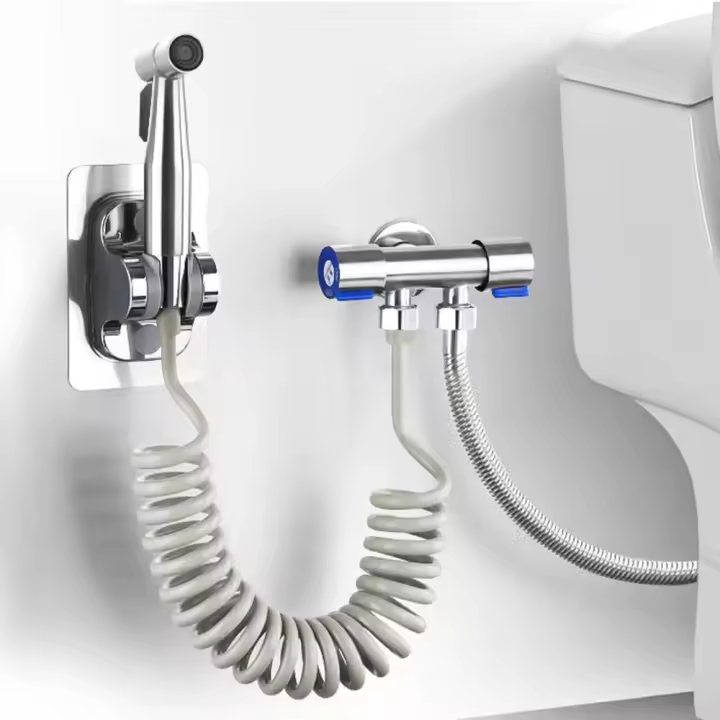 Juego De Rociador De Bidet Portátil En Acero Inoxidable 304 Con Regleta De Ducha Para Inodoro Roce Vertical Autolimpieza Montaje En Pared MOV - 1