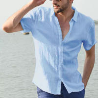 Camisa Casual Para Hombre Manga Corta Botones Vintage De Color Sólido Para Calle Y Vacaciones Tallas M-3XL Algodón Y Poliéster - details 6