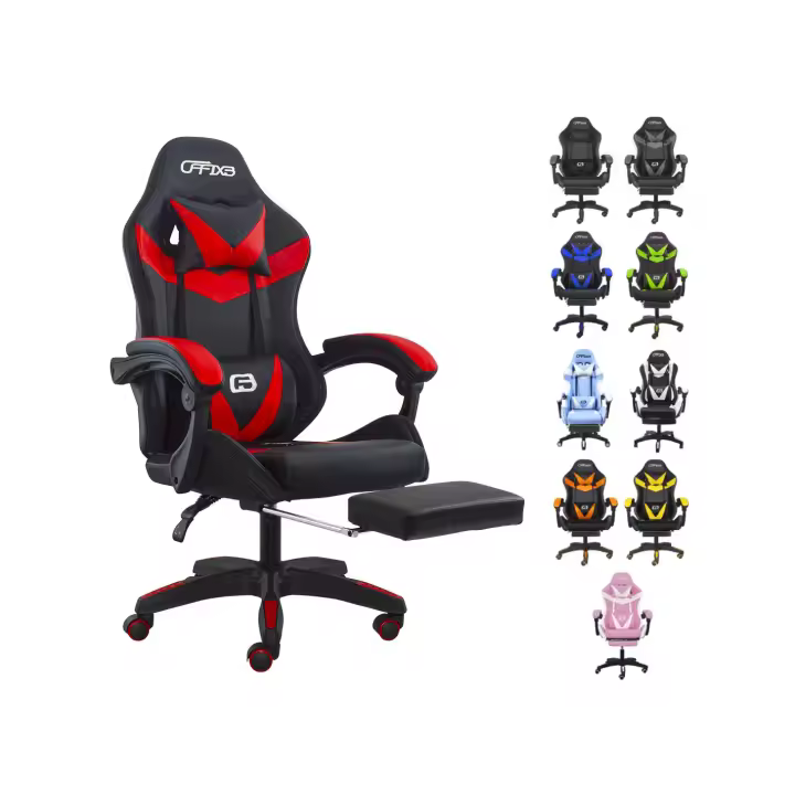 Mediawave Store Sedia Ufficio Gaming AZRACE Ecopelle OFFIX3 con Poggiapiedi Poltrona Reclinabile - 1