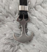 Pulsera Pareja de Esqueletos de Cuero negro y Acero Inoxidable para Hombre y Mujer Piel Auténtica - details 2