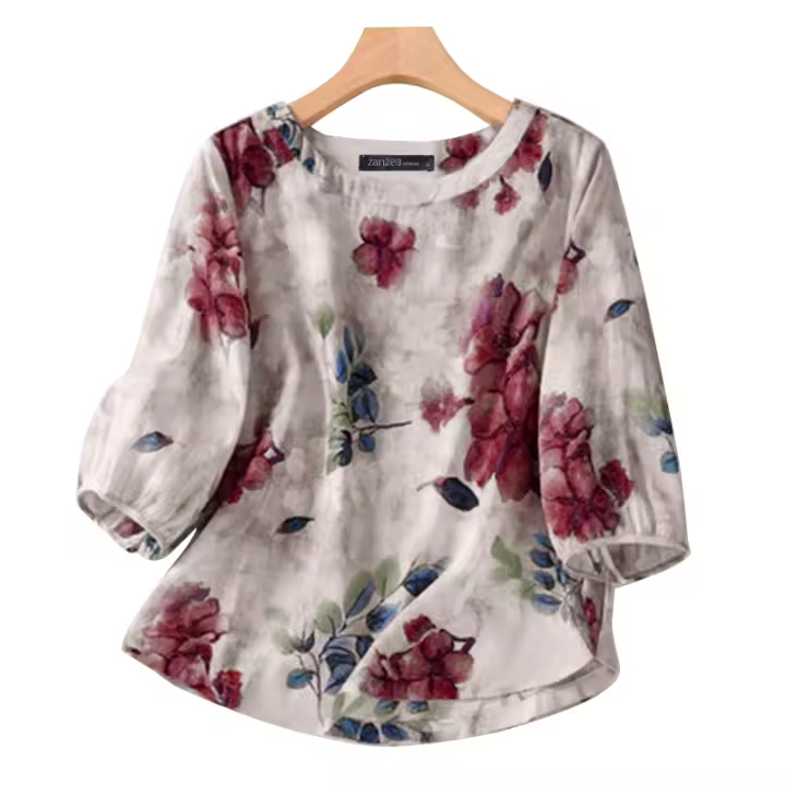 Blusa Bohemia ZANZEA 2024 Floral Impresión Otoño Para Mujer 3/4 Manga Tunic Tops Casual Vintage Vacaciones Playa Trabajo Camisa - 1