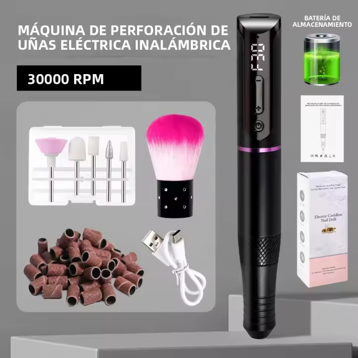 Taladro De Uñas Recargable 35000RPM Con Pantalla Para Manicura Herramientas Para Esmalte De Gel Adecuado Para Manicura - 1