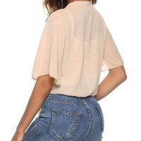 Chalera De Verano Para Mujer En Chiffon Estilo Playa Blusa Elegante Con Manga Corta Antirreflectante Tops Casuales Solas - details 1