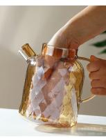 Justinlau Tetera De Vidrio De Boro Sílice Alta 1/1.8L Con Tapa Y Filtro Resistente Al Calor Para Agua Fría Hervidor De Té Ambar Para Flor De Té - details 9