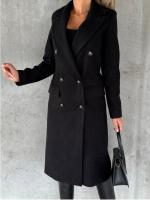 Nueva Chaqueta De Moda Para Mujer 2025 Otoño Invierno Cuello En V Largo Con Bolsillos Doble Botón Estilo Casual Largo (26+ Pulgadas) - details 10