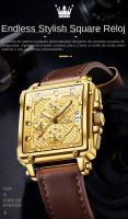Reloj De Pulsera De Lujo Para Hombre OLEVS Cuadrado De Cuero Resistente Al Agua Luminoso Cronógrafo Marca Original Reloj - details 0