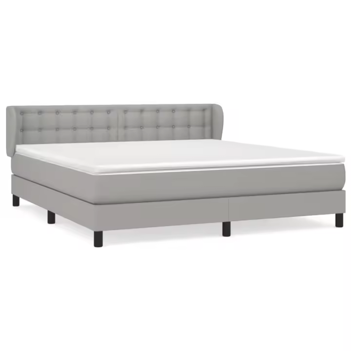 vidaXL Cama box spring con colchón tela gris claro 160x200 cm - 1