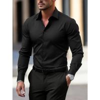 Camisa De Hombre 2025 Nueva Marca Color Sólido Manga Larga Estilo Casual Para Todas Las Estaciones Cierre Único Poliéster - details 4