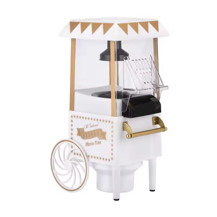 NK Palomitero Retro, Máquina de Palomitas de Maíz Eléctrica 1200W, Botón fácil de utilizar, Preparación listas en 2 minutos, Aire Caliente, Tamaño 0,3L, Portable, Ideal para Casa, Color Blanco - 1