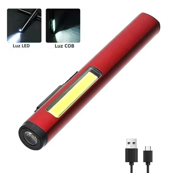 Linterna LED Recargable USB Mini Portátil Para Trabajo Emergencias Exteriores Impermeable Con Imán Y Clip De Bolígrafo - 1