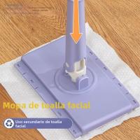 Juego De Mopa Con Toallas De Papel Para Eliminar Polvo Estático No Necesita Lavado De Manos Mopa Retráctil Rotativa Automática De Aluminio Largo - details 0