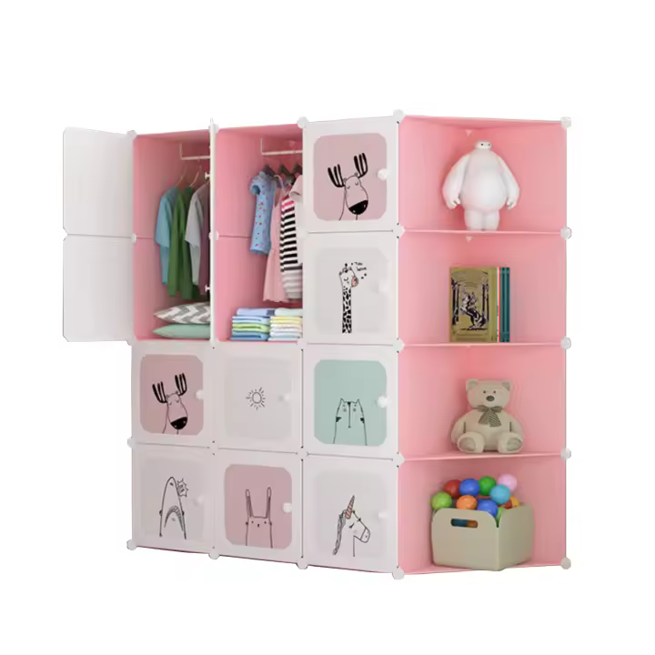MAGIC SELECT Armario Modular Infantil, Estantería de Módulos, Ropero para Niños, Organizador Modular, Estante de Almacenamiento para Hogar. Rosa - 1
