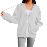 Sudadera De Mujer Con Capucha Y Cremallera De Primavera Otoño Color Sólido Manga Larga Bolsillos Cierre De Cremallera Exteriores - details 7
