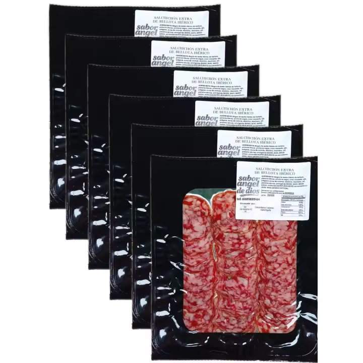 Salchichon Extra de Bellota Iberico 100gr Aprox - SABOR ANGEL DE DIOS - 6 sobres, TOTAL 600gr. - 1