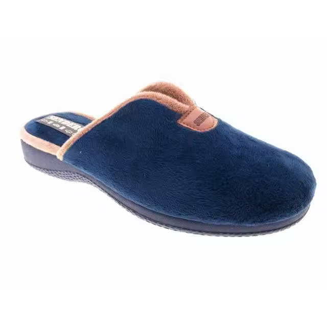 Mº4764 CHINELA AZUL TEJIDO TIPO TERCIOPELO MARCA JAVER SUELA FLEXIBLE MUY COMODA Y AGRADABLE PARA EL PIE - 1