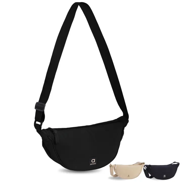 Amichi - Bolso Bandolera Mujer de Nylon Impermeable | Bolso Pequeño Media Luna de Hombro o Cruzado para uso Diario, Trabajo, Deporte o Viaje - 1