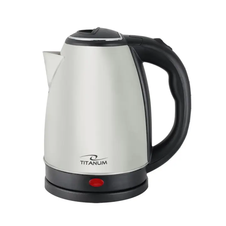 Titanum tkk102x electric kettle 1.8L 1800W stainless steel with auto shut-off and fast boiling features, ideal for water heating at home or on the go. - 1