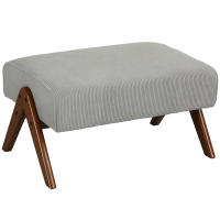 HOMCOM Reposapiés de Salón Taburete Bajo Tapizado en Pana Otomana Rectangular con Asiento Acolchado y Patas de Madera para Sala de Estar Dormitorio - details 0