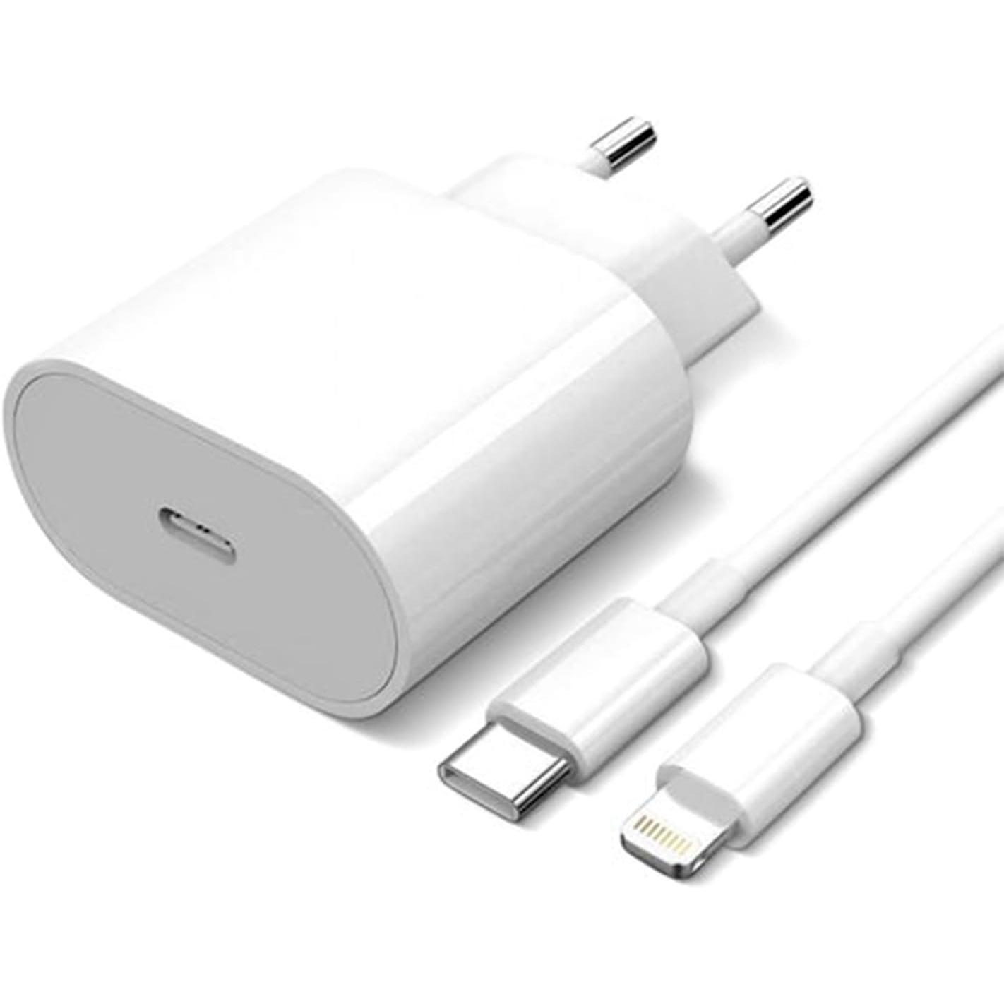 Cargador 20W con Cable lightning Carga Rapida 1m 1.5m, 2m Compatible 20w, Adaptador Tipo C, Cargador USB C con Cable de Carga Rápida PD3.0 20W para iPhone 14 13 Fuente de Alimentación de Cargador Rápido USB C con Cable Tipo C a L de 2M para iPhone 12 11