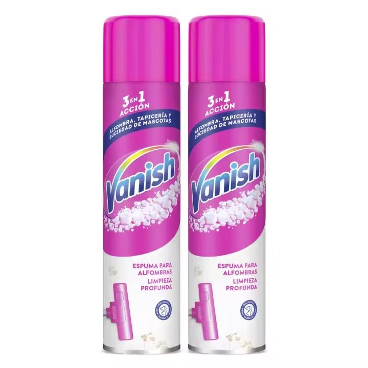 Vanish Quitamanchas para alfombras, moquetas, tapicerías y grandes superficies, formato espuma 2x600ml