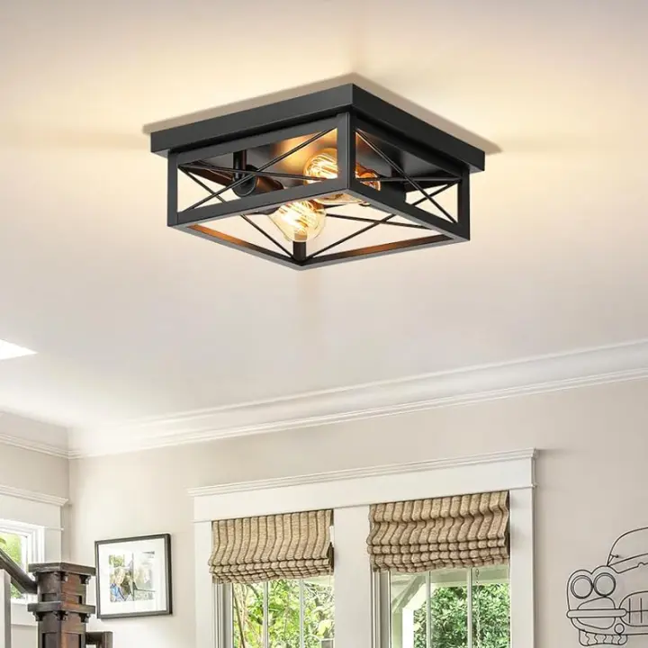 Lámpara De Techo Retro Estilo Industrial Americana Para Sala De Estar Corredor Comedor Cocina Dormitorio Balcón Material De Hierro - 1