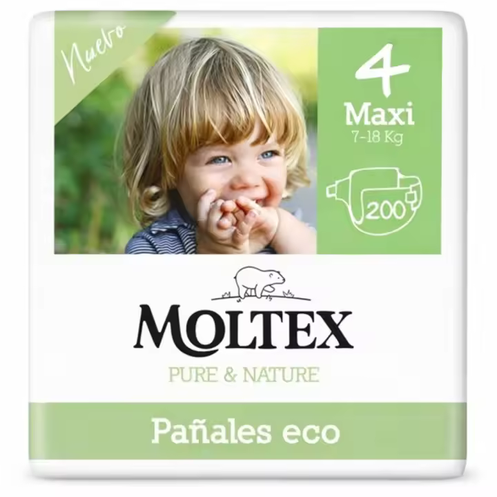 Moltex - Pañales Pure & Nature Talla 4 (7–18 kg) 50 uds: suaves, transpirables y respetuosos con la piel, certificados dermatológicamente y fabricados con materiales naturales y sostenibles - 1