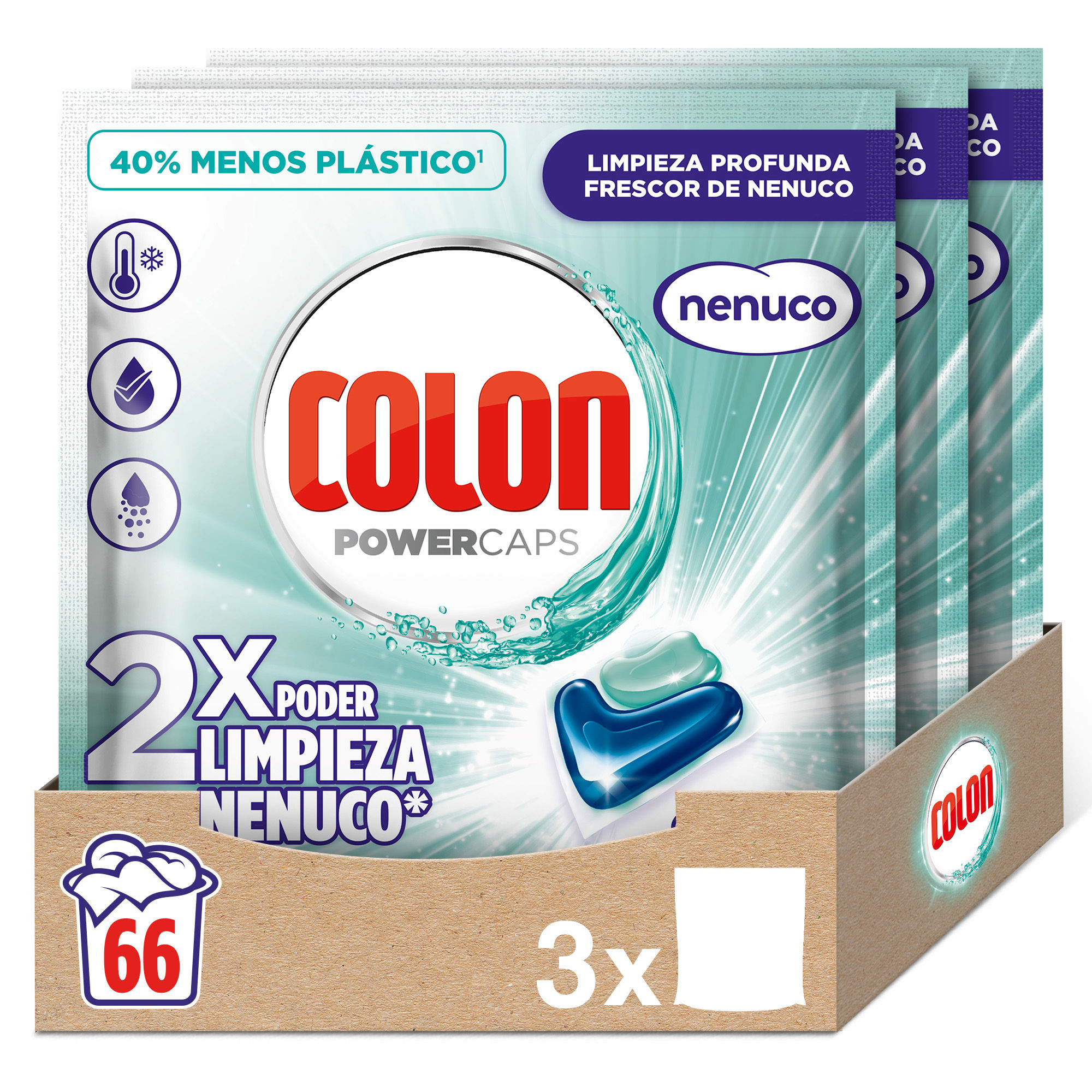 Colon Nenuco Detergente para la Lavadora - 66 Cápsulas, Apto Ropa Blanca y Color, Poder Antimanchas, Aroma Fresco