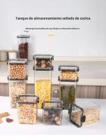 Juego De 5 Jars De Almacenamiento De Alimentos Sellados En Plástico Transparente Organizador De Cocina Multigrano Piletas Pilaables Resistentes a La Humedad Y La Humedad Para Granos Secos - details 0