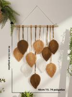Tapiz Boho Hoja Macramé Tejido En Hilo Decoración De Pared Para Hogar Y Dormitorio Con Cordones De Madera Aesthetic Regalo - details 18