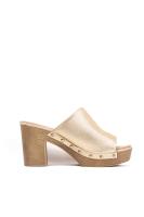 Paloma Wang sandalias mujer mules con tacón alto y plataforma efecto madera con tachas - details 1