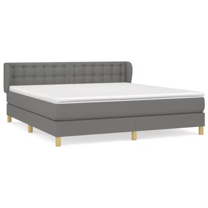 vidaXL Cama box spring con colchón tela gris oscuro 180x200 cm - 1