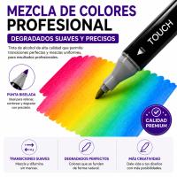 Touch Set de 80 Rotuladores de Alcohol Doble Punta Profesional - Marcadores de Tinta de Alcohol con Punta Fina y Biselada, Ideal para Manga, Cómic, Lettering e Ilustración, Estuche Resistente Incluido - details 1